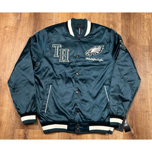 Tommy Hilfiger Philadelphia Eagles Satin Jacket Mens NFL NWT Varsity Green XL